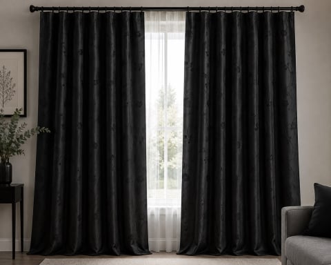 Draperii - Set Draperii NEGRE  MODEL FLORICELE, 3M x2.5h