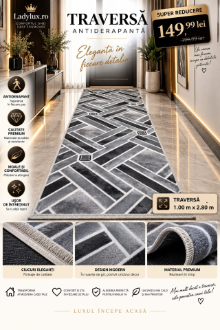 TRAVERSE - Traversa antiderapanta 1x2.8 M, Model Parchet CTR Gri
