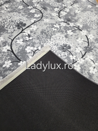 Traversa antiderapanta 1x5 M, model Floral Gri [2]