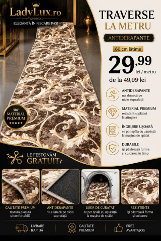 Latime 60 - Traversă la metru liniar Antiderapanta Model Regal Maro Latime 60 CM