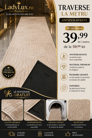 Latime 80 - Traversă la Metru Liniar Antiderapanta Model Viena Bej Latime 80 cm