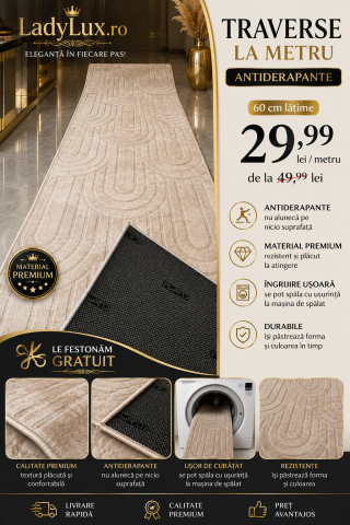 TRAVERSE - Traversă la Metru Liniar Antiderapanta Model Viena Bej Latime 60 cm