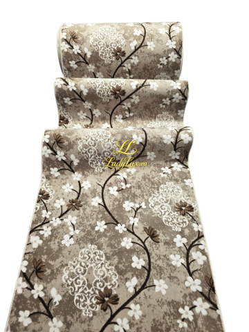 Latime 120 - Traversă la metru liniar, Model Flori Bej Latime 120cm