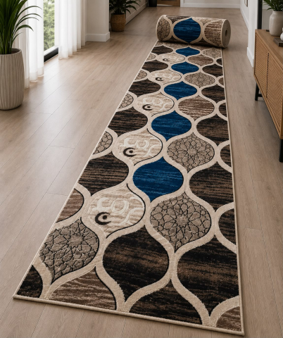 Latime 80 - Traversă la Metru Liniar, Model Lacrima Albastra+Maro  Latime 80 cm