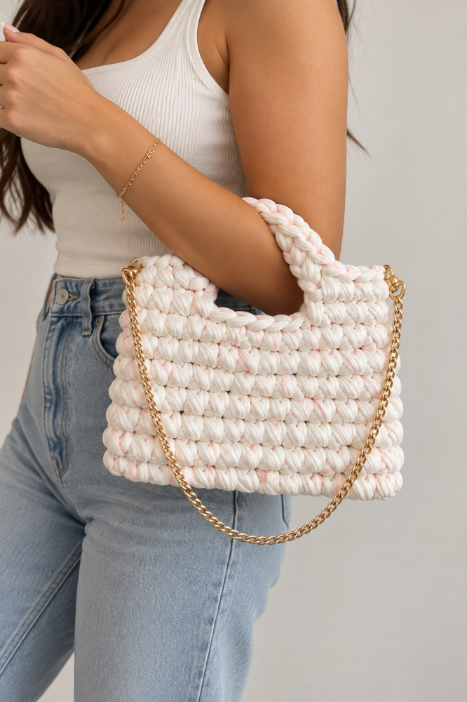 Geantă Croșetată Handmade - Blush Bloom [2]