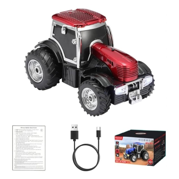Boxă Portabilă Bluetooth Tractor WSTER WS-560, 15W, TWS, Radio FM, USB, AUX, Card TF, Hands-Free, Selfie [2]