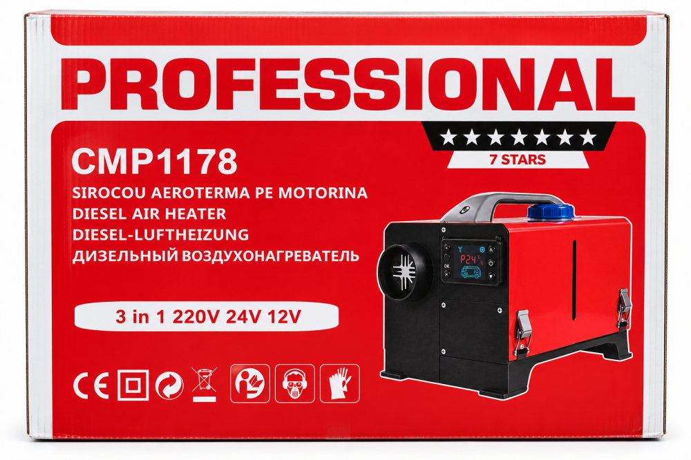 Aeroterma Diesel Profesionala 3 in 1, 12V / 24V / 220V, Incalzitor Portabil pe Motorina, Professional Campion CMP1178 [2]