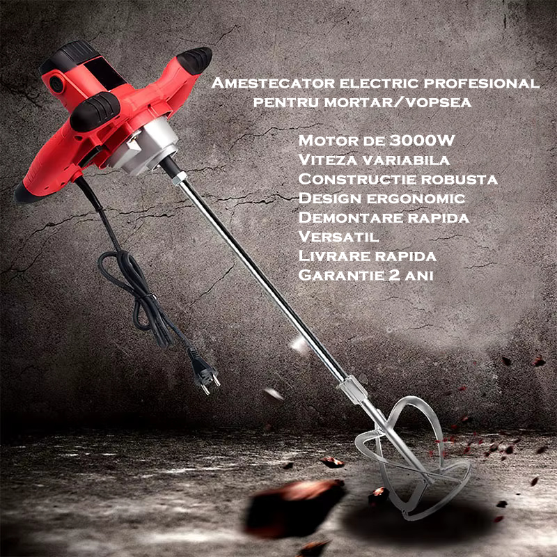 Amestecator electric profesional pentru mortar/vopsea Motoyama Japan, 3000 W, 800 rpm, viteza variabila [4]
