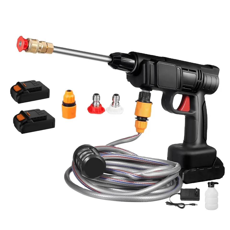 Aparat De Spalat Cu Presiune, 2 acumulatori, 48V, Pistol cu 3 moduri, 30 bari, Recipient spuma, Filtru si Duze incluse [4]
