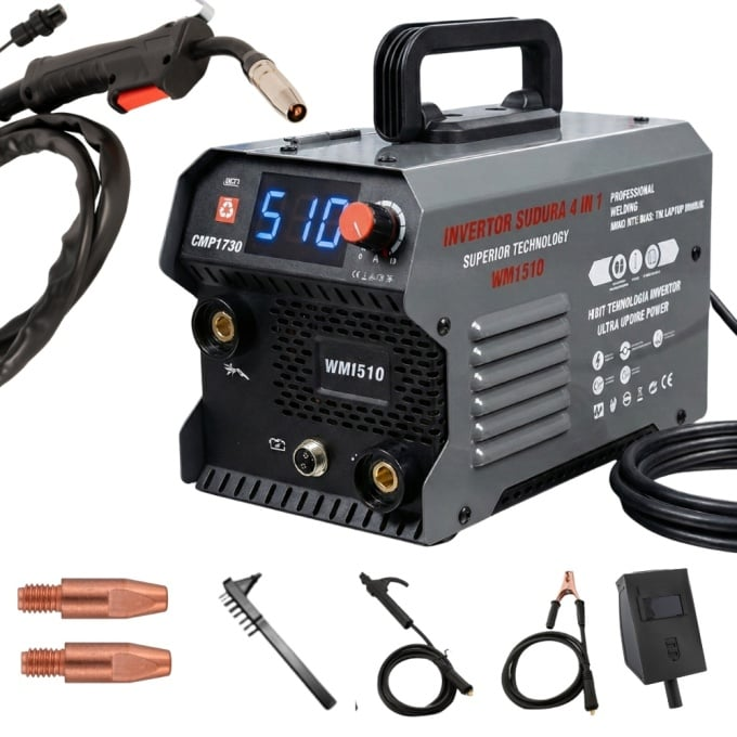 Aparat de sudura tip Invertor cu sarma 510A, MMA/MIG/MAG, SARMA INCLUSA *CABLU SUDURA 3M*, afisaj digital, ventilat, URAL MASH IGBT TEHNOLOGY ULTRA HYBRID POWER [2]