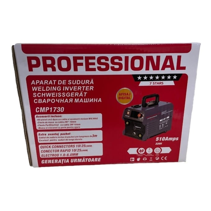 Aparat de sudura tip Invertor cu sarma 510A, MMA/MIG/MAG, SARMA INCLUSA *CABLU SUDURA 3M*, afisaj digital, ventilat, URAL MASH IGBT TEHNOLOGY ULTRA HYBRID POWER [5]