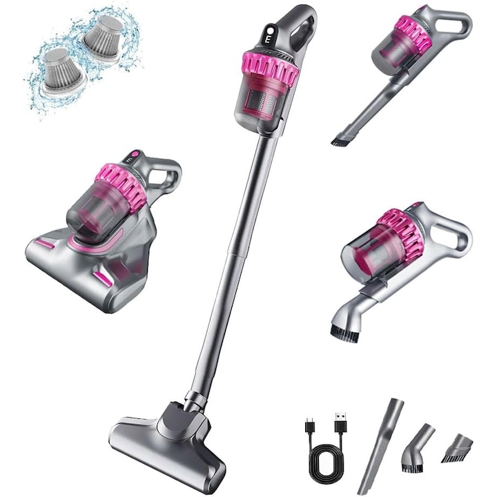 Aspirator Vertical Fără Fir 4 în 1 HB-807, Reîncărcabil, Aspirator de Mână, Filtru HEPA, Multiple Accesorii [2]