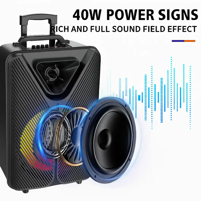 Boxă Portabilă Bluetooth Sing-e ZQS15123, 40 cm, 40W, RGB, Microfon și Telecomandă [6]