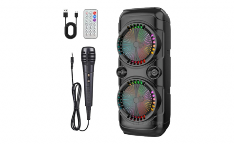 Boxă Portabilă Bluetooth ZQS8220S,18.000W, 4500mAh, Microfon și Telecomandă Incluse, Karaoke, RGB LED [4]