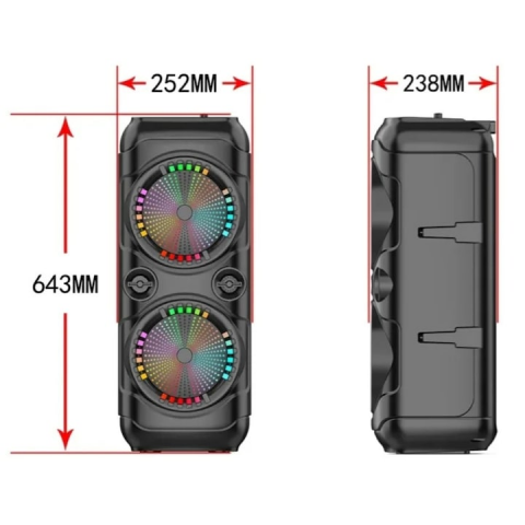 Boxă Portabilă Bluetooth ZQS8220S,18.000W, 4500mAh, Microfon și Telecomandă Incluse, Karaoke, RGB LED [2]