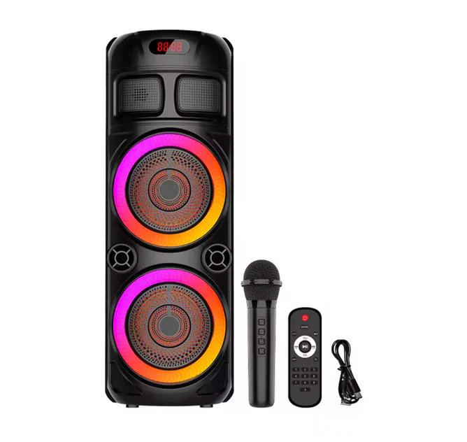 Boxa Portabila, Cu 2 Difuzoare,83 Cm, Card, Radio FM, Microfon, Telecomanda Si Lumini, Negru [2]