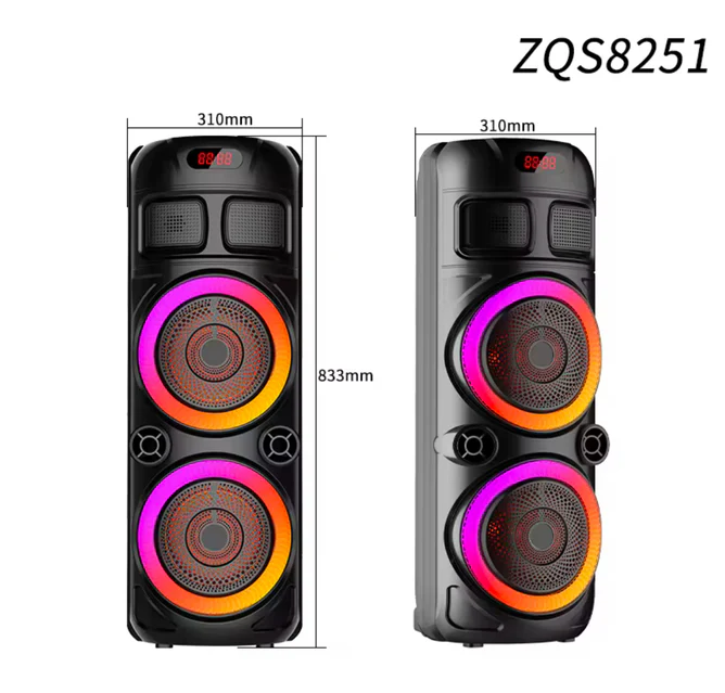 Boxa Portabila, Cu 2 Difuzoare,83 Cm, Card, Radio FM, Microfon, Telecomanda Si Lumini, Negru [4]