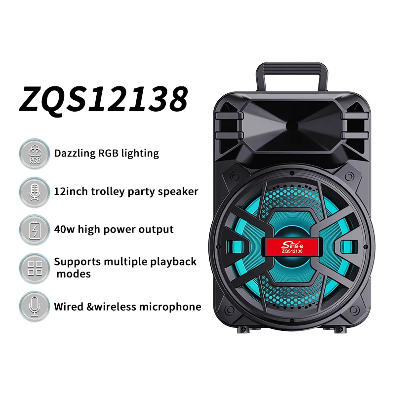 Boxa portabila profesionala, bass puernic, joc lumini, microfon, radio, aux, bluetooth, card, stick, incarcator si telecomanda. [7]
