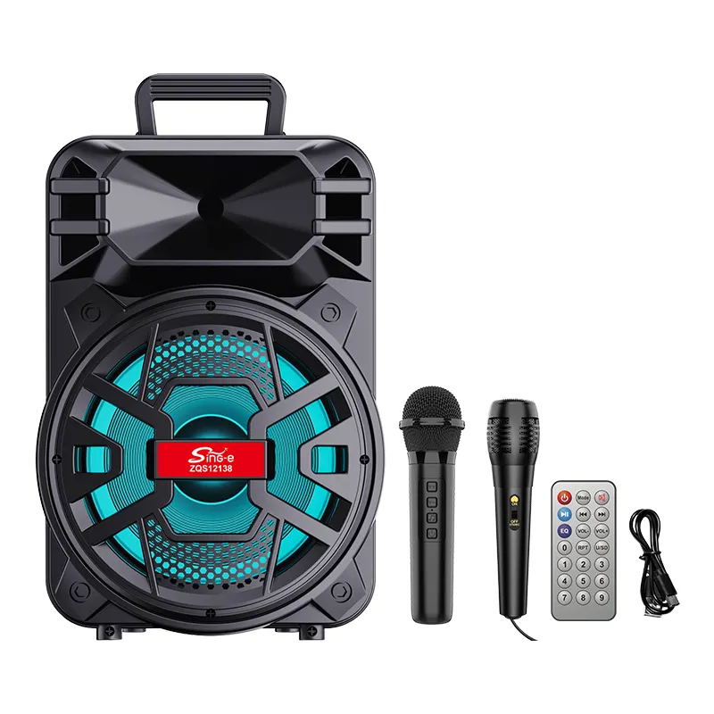 Boxa portabila profesionala, bass puernic, joc lumini, microfon, radio, aux, bluetooth, card, stick, incarcator si telecomanda. [4]