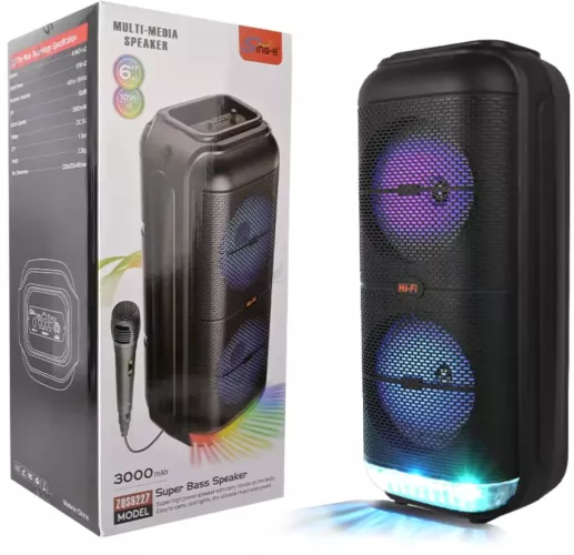 Boxa portabila cu microfon ZQS6227 60W PMPO BT/FM/USB/TWS RGB [6]