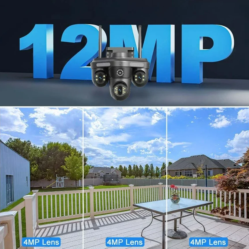 Camera de Supraveghere Exterior WiFi 15MP, 3 Lentile Triple View, PTZ 355°, Zoom 4X, AI Auto Tracking, Vedere Nocturna Color, Audio Bidirectional, IP66, FFVideo [9]