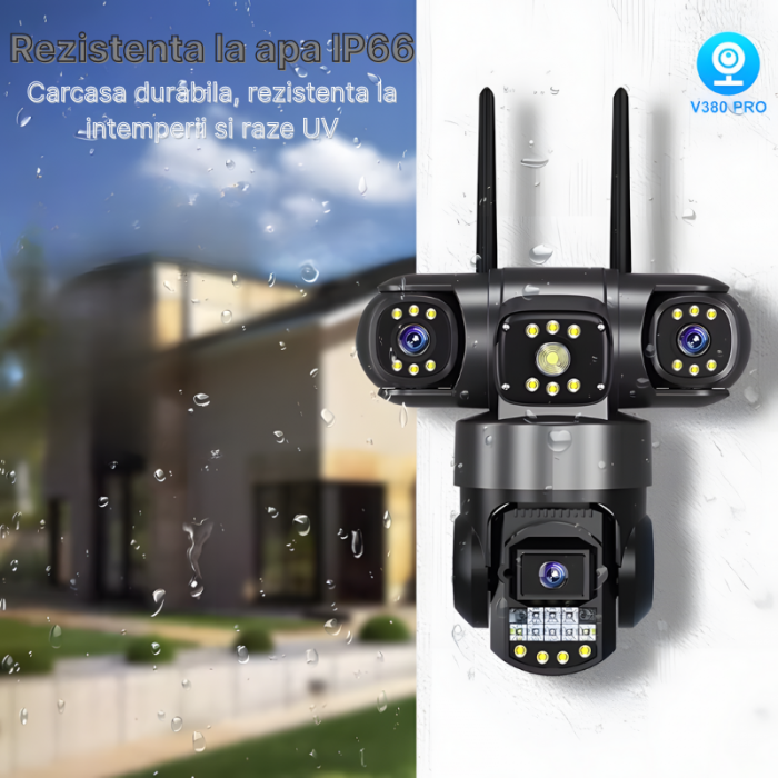 Cameră de Supraveghere WiFi Andowl Q-S3000, 8K, 3 Lentile, Rotire 350°/90°, Detectare Mișcare și Persoane, Night Vision, Card TF 128GB [4]
