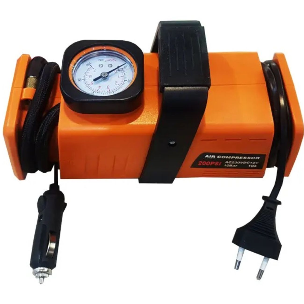 Compresor Auto Dual Power 12V / 220V, 200 PSI, 10 Bar, 20L/min, Manometru Integrat, pentru Autoturisme, Motociclete și Biciclete [2]