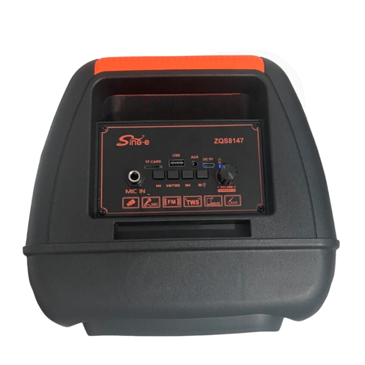 Boxa portabila cu microfon ZQS8147, 45W PMPO, BT/FM/USB/AUX, RGB [3]