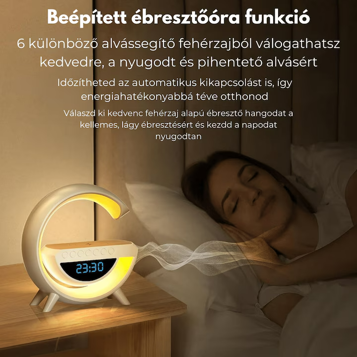 Difuzor Bluetooth BT-3401 cu lumina ambientala LED, incarcare wireless si ceas digital 3401 [3]