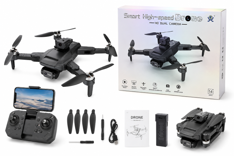 Drona Smart High-Speed HD Dual Camera, 2 Camere, Motor Brushless, Evitare Obstacole 360°, Control Electric, Pliabila [2]