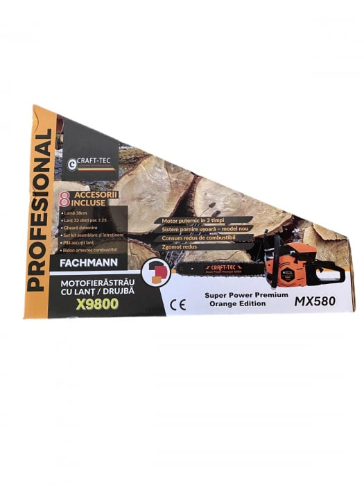 Drujba pe Benzina Motofierastrau 9.8CP LAMA si LANT 40 CM Super Power PREMIUM Craft-Tec X9800 [4]