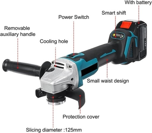 Flex-polizor unghiular fara fir, portabil, cu 2x acumulatori 48V de 10Ah, 9000 rpm, disk 125mm [3]