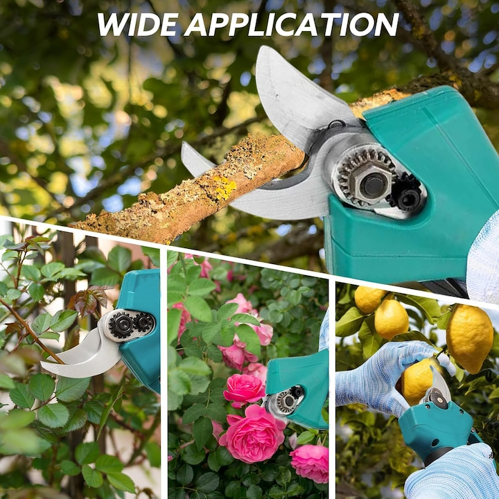 Foarfeca Electrica pentru Gradinarit, cu 2 Acumulatori 48V, cu Lama din Otel Carbon, Baterie 9700mAh, Accesorii si Valiza Transport [7]