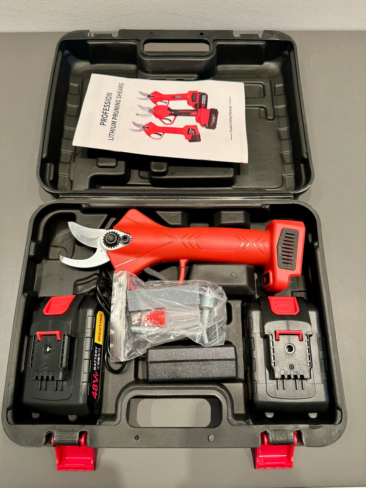 Foarfeca Electrica Pomi pentru Gradinarit 48V, 2 Baterii, 2 Lame din Otel Carbon, ideala pentru Vita de Vie si Crengi [2]