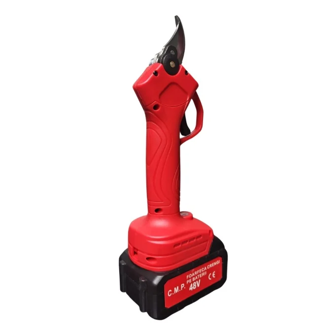Foarfeca gradina electrica cu 2 acumulatori 48V, pentru gradina, diametru taiere 30mm, Valiza, profesional Campion PROFESSIONAL - ROSU [3]