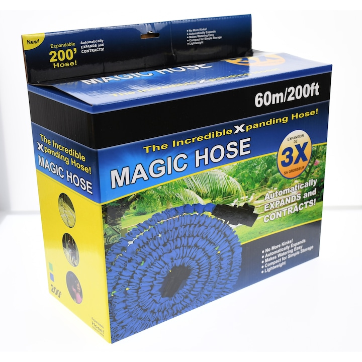 Furtun extensibil 60m Albastru pentru gradina, presiune reglabila, pistol inclus, Magic Hose - 200FT [3]