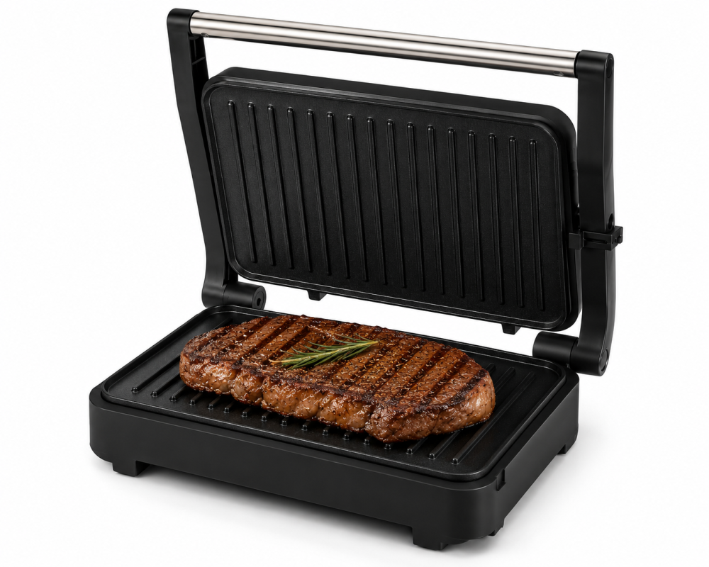 Grill Electric Prime Heim R.568, 750W, Plăci Antiaderente, Gătire pe Ambele Părți, Carcasă Inox, Mâner Cool Touch [2]