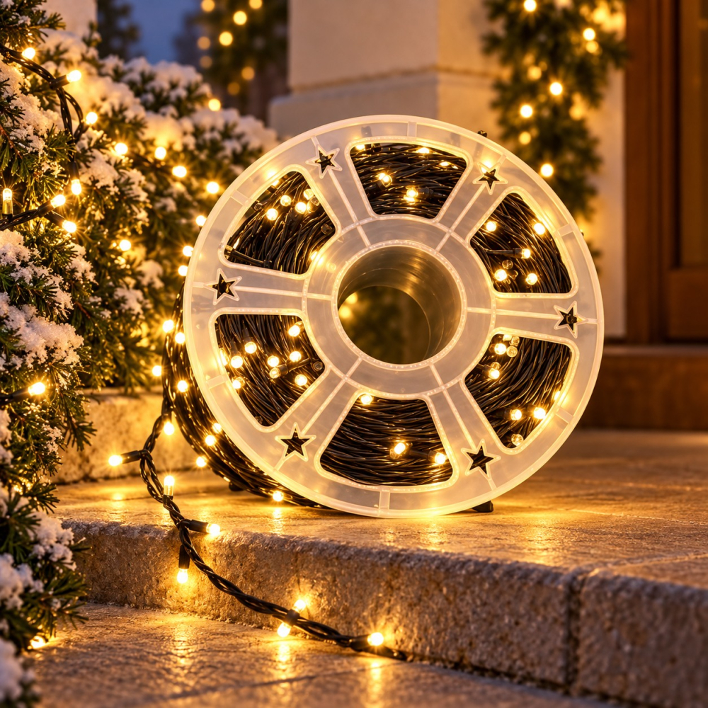 Instalație LED pe rolă, 100 m, 480 LED-uri, lumină alb cald [3]