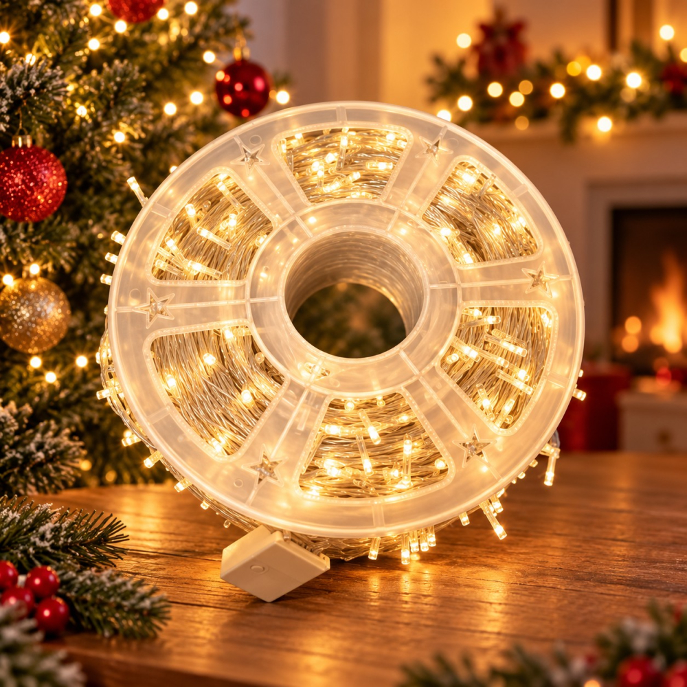 Instalație LED pe rolă, 100 m, 800 LED-uri, lumină alb cald [2]