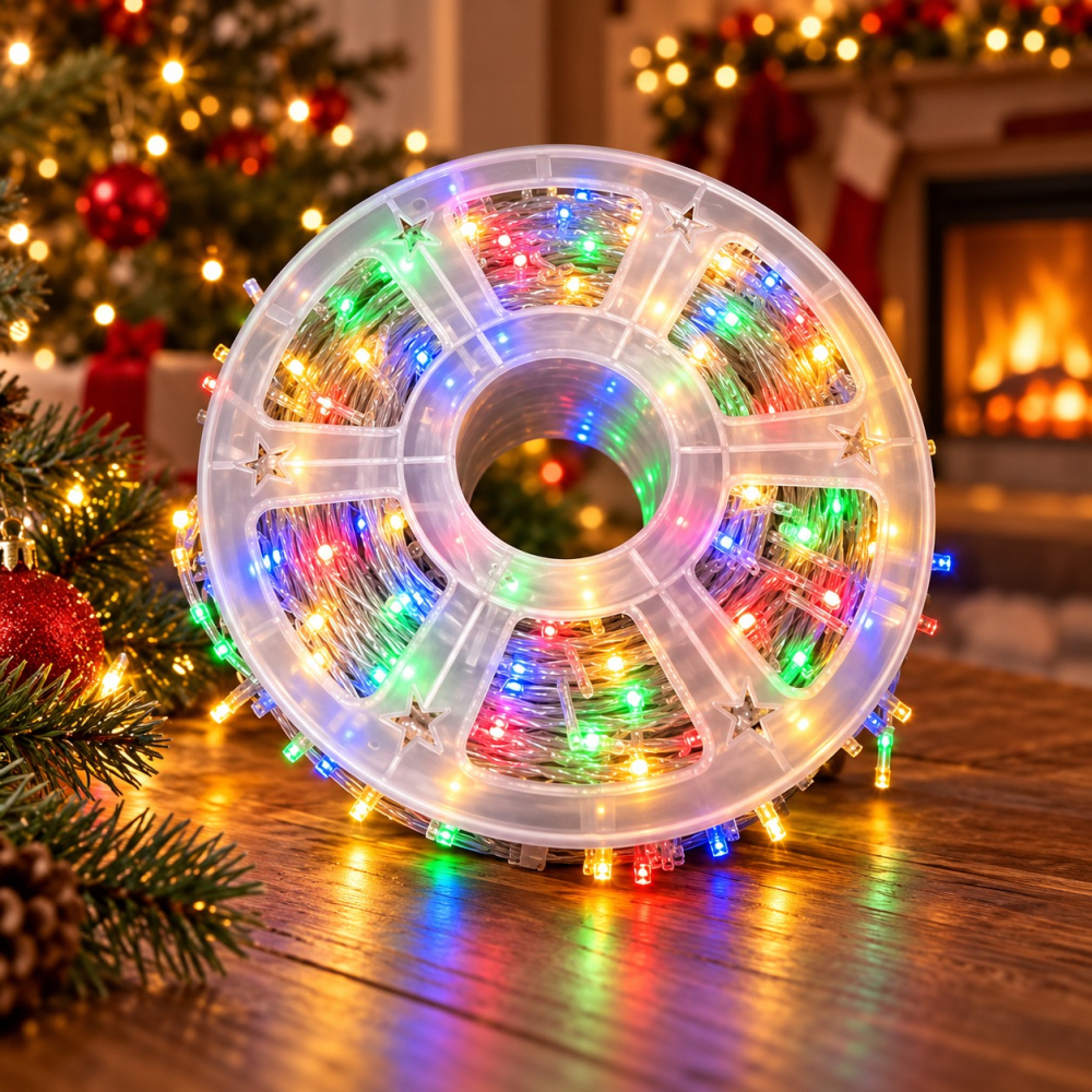 Instalație LED pe rolă, 100 m, 800 LED-uri, lumină multicoloră [2]