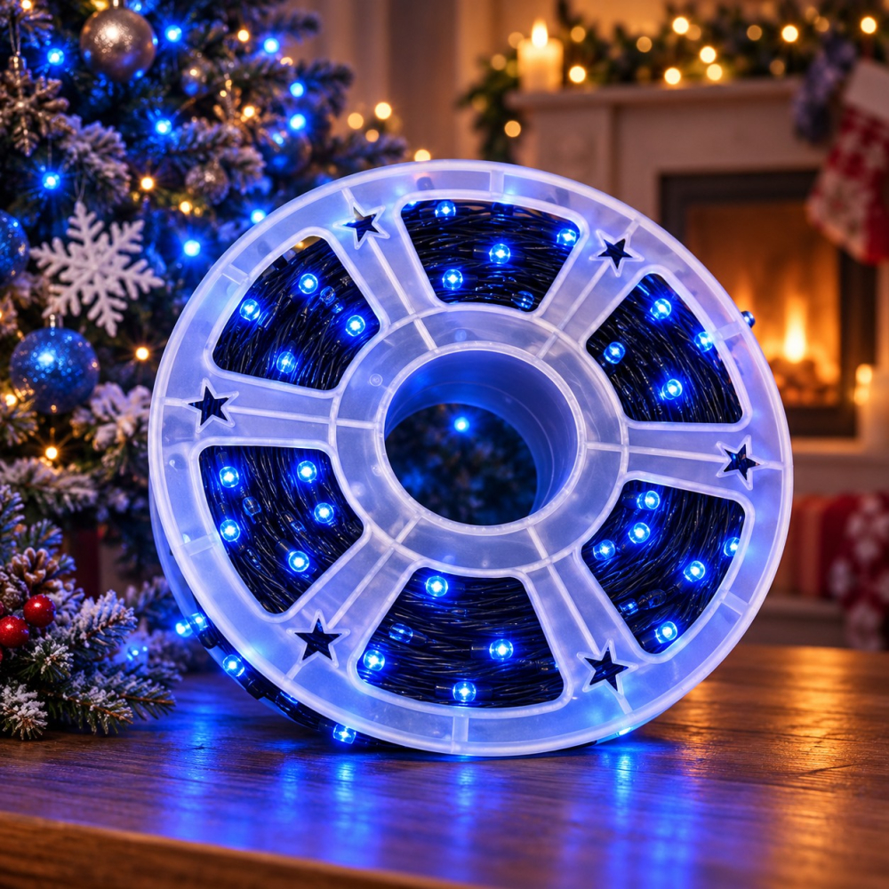 Instalație LED pe rolă, 50 m, 240 LED-uri, lumină albastră [2]