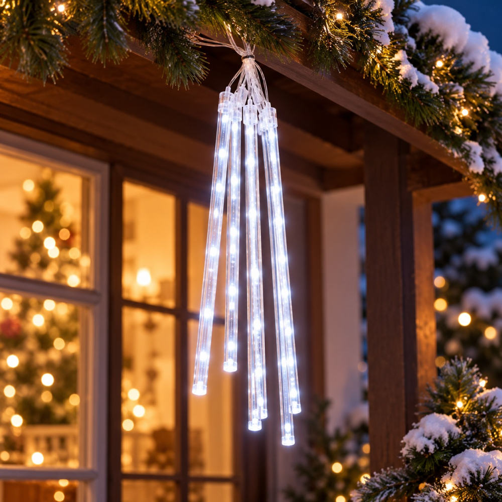 Instalație luminoasă tip ploaie, 45 cm, lumină alb rece 8 buc [2]