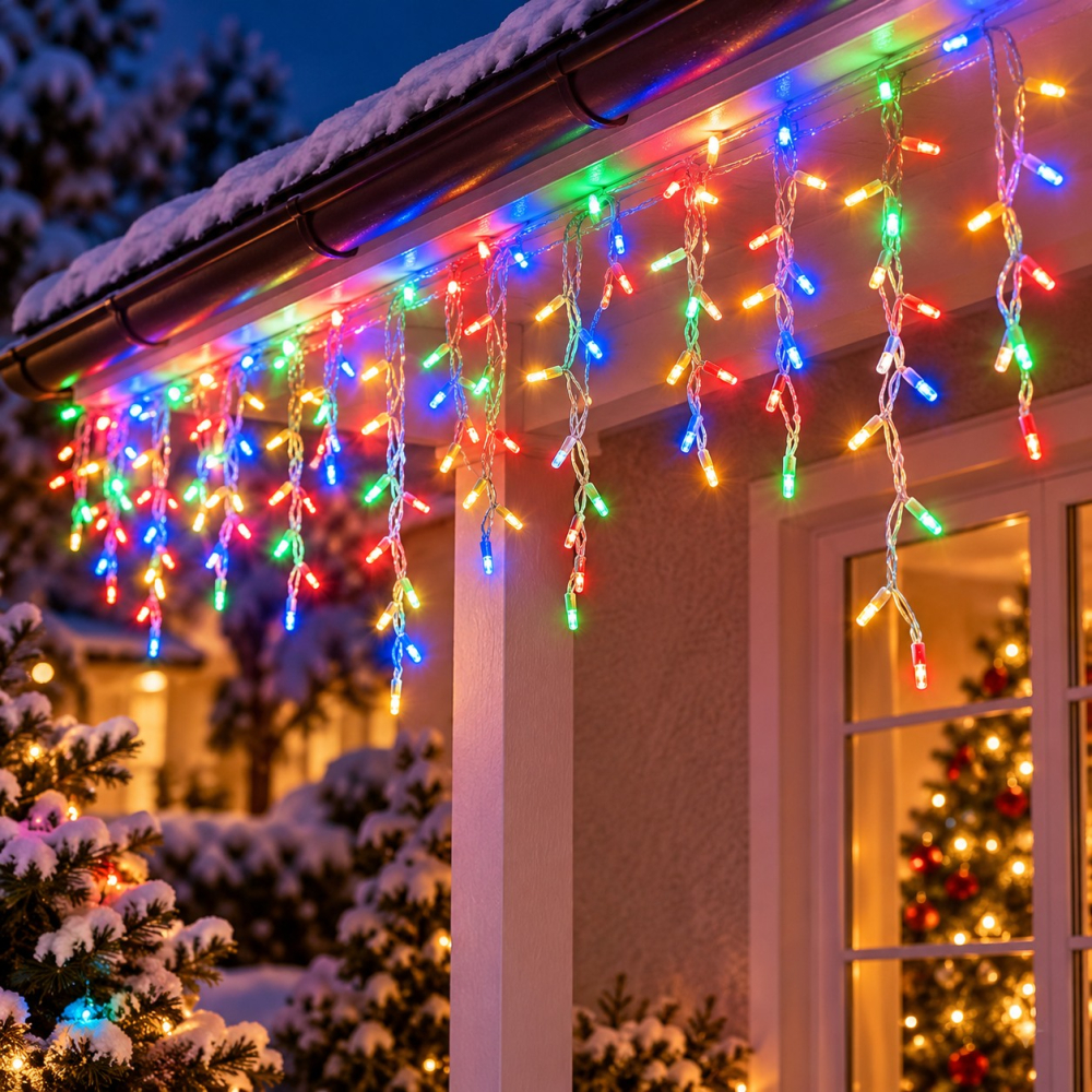 Instalație luminoasă tip țurțuri, 15 m, 320 LED-uri, lumină multicoloră [2]