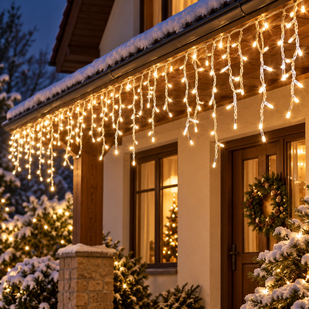 Instalație luminoasă tip țurțuri, 25 m, 640 LED-uri, lumină alb cald [2]