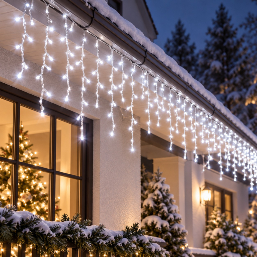 Instalație luminoasă tip țurțuri, 25 m, 640 LED-uri, lumină alb rece [2]