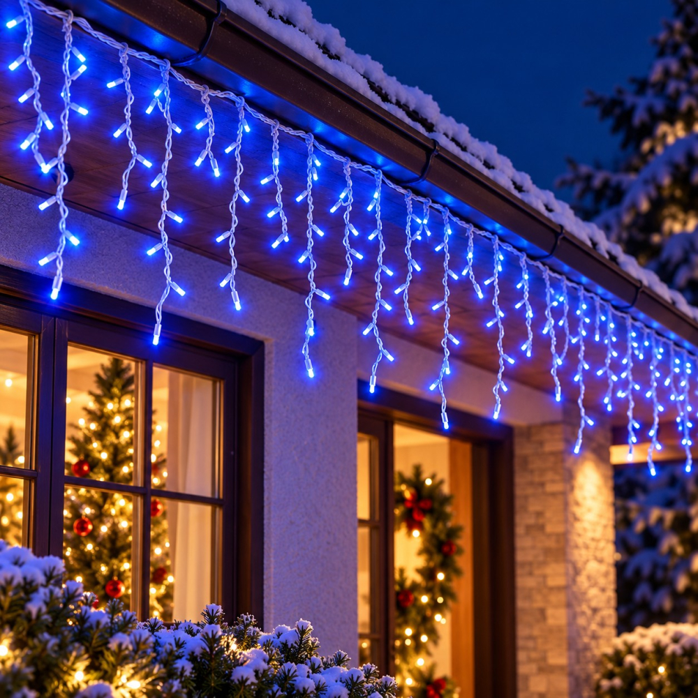 Instalație luminoasă tip țurțuri, 3,5 m, 96 LED-uri, lumină albastră [2]