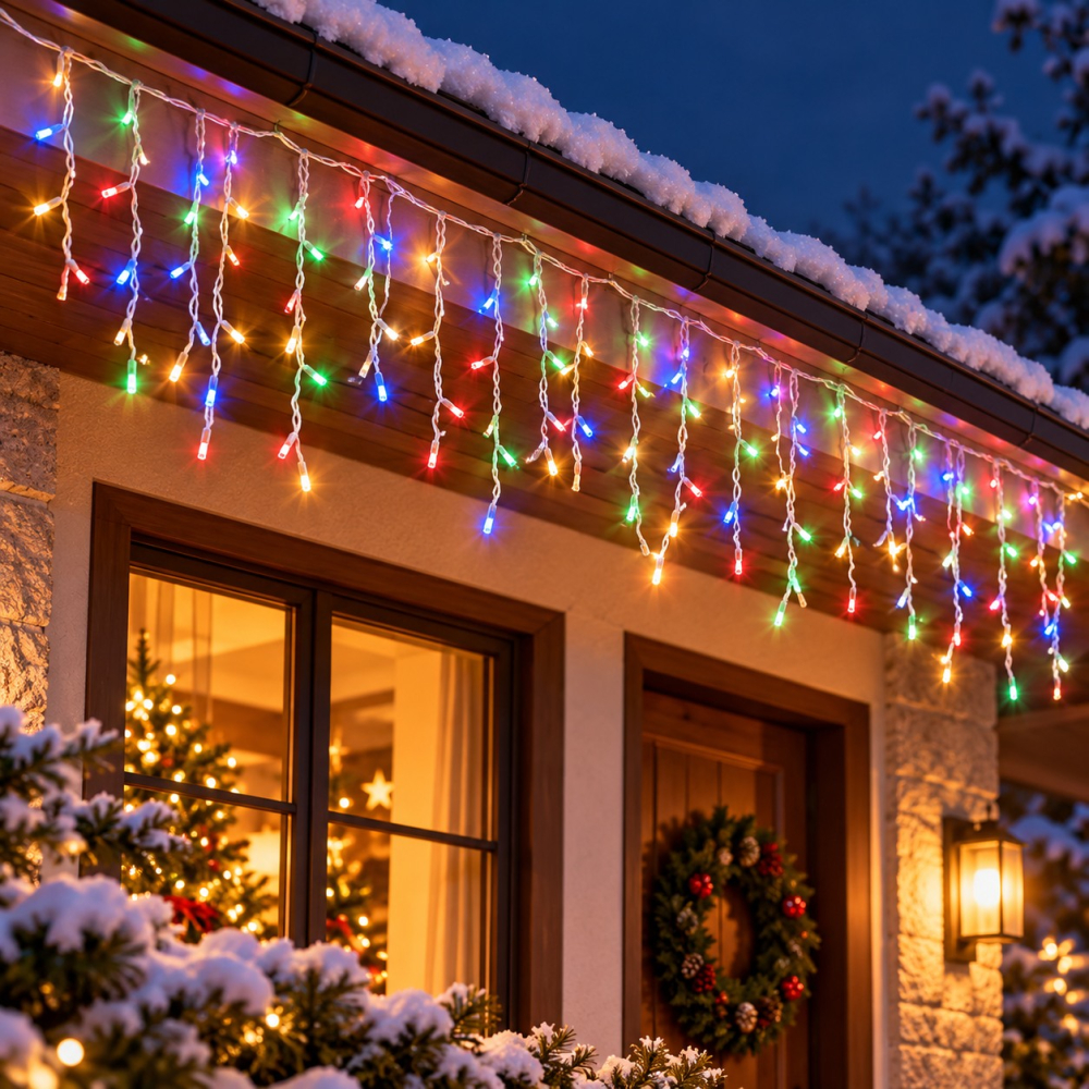 Instalație luminoasă tip țurțuri, 3,5 m, 96 LED-uri, lumină multicoloră [2]