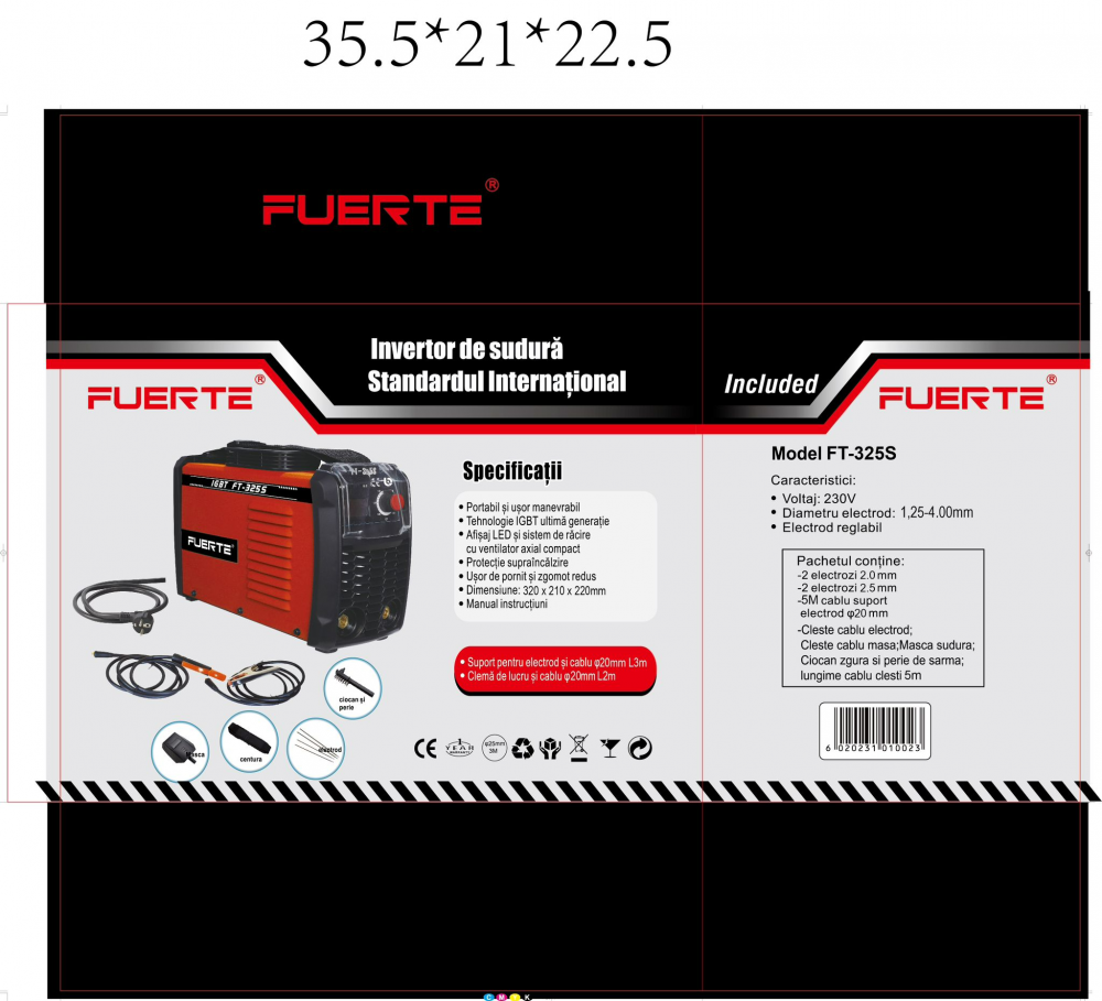 Invertor de sudura FT-325S, Electrod 1.25- 3.25mm, afisaj digital, lungime cabluri 5 metri + accesorii de sudura incluse [2]