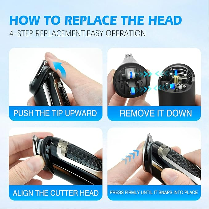Kit de îngrijire a bărbii pentru bărbați Mașină de tuns electrică 5 în 1 Set de barbă multifuncțional rezistent la apă Trimmer facial fără fir pentru mustață cu afișaj LED [6]
