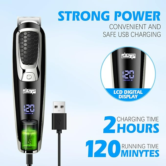 Kit de îngrijire a bărbii pentru bărbați Mașină de tuns electrică 5 în 1 Set de barbă multifuncțional rezistent la apă Trimmer facial fără fir pentru mustață cu afișaj LED [4]